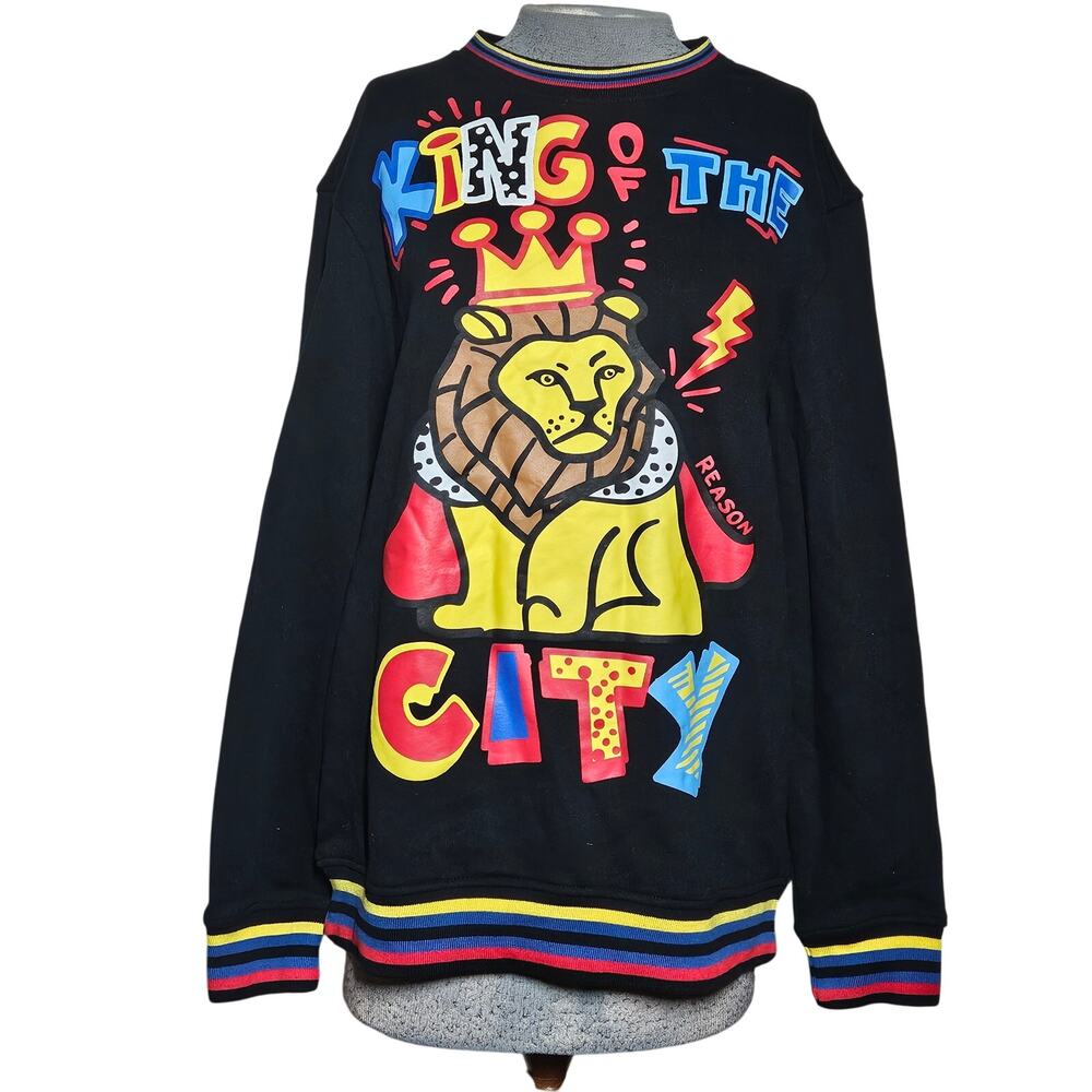 Reason Black Crewneck King of the City Sweatshirt Size Large